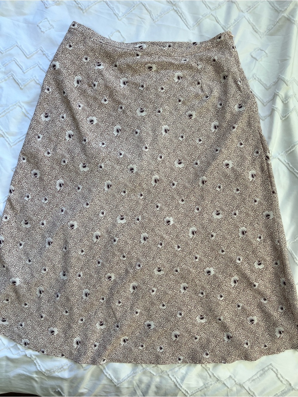 Crescent Dusty Beige A-Line Floral Dot Skirt
